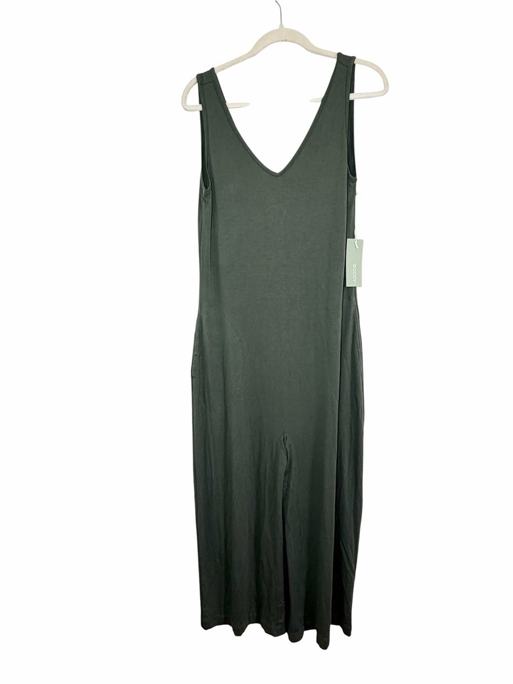 BOODY Dark Green Sleeveless V-Neck Maxi Dress NWT